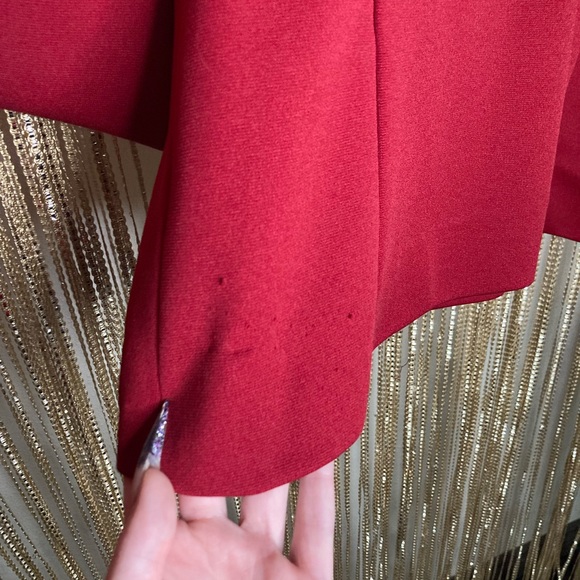 Vintage handmade red unlined 3/4 sleeve button up blazer - Picture 5 of 5